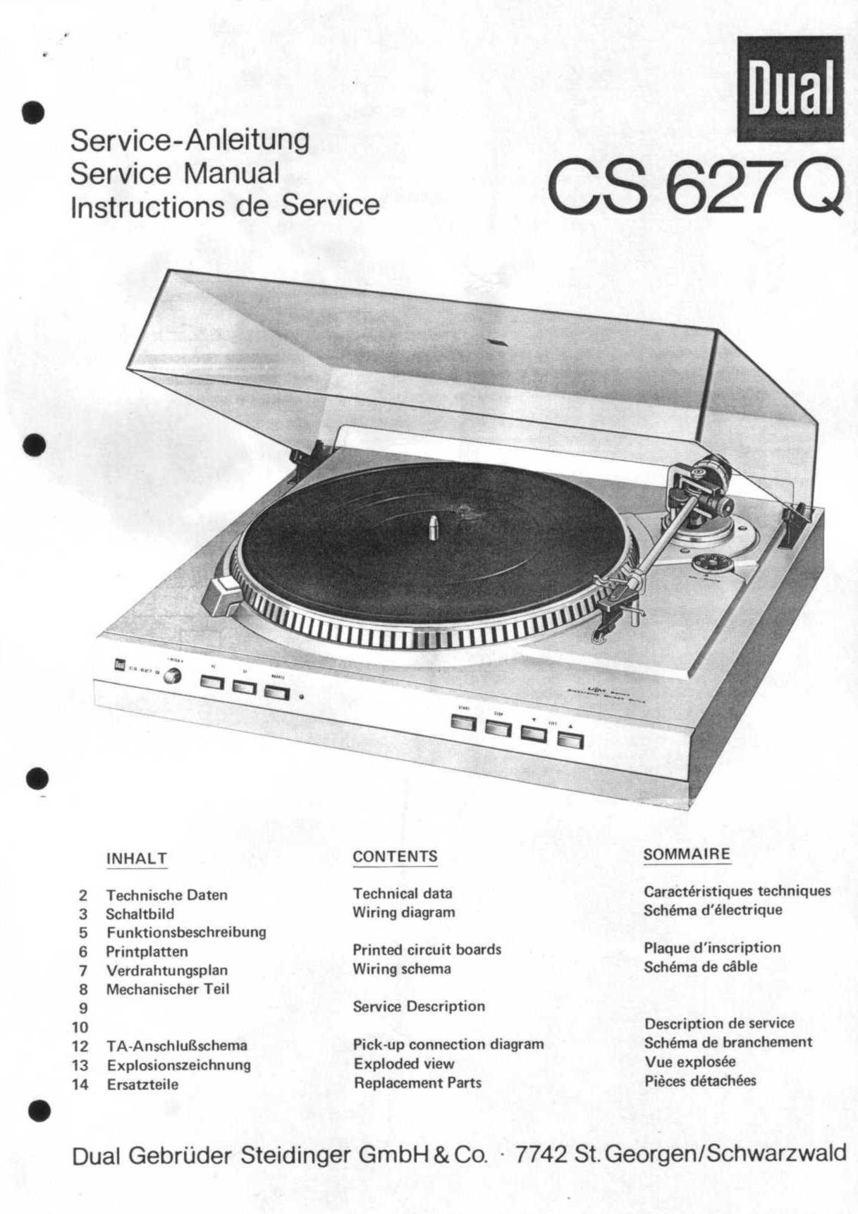Service Manual-Anleitung für Dual CS 607 CS 617 Q 