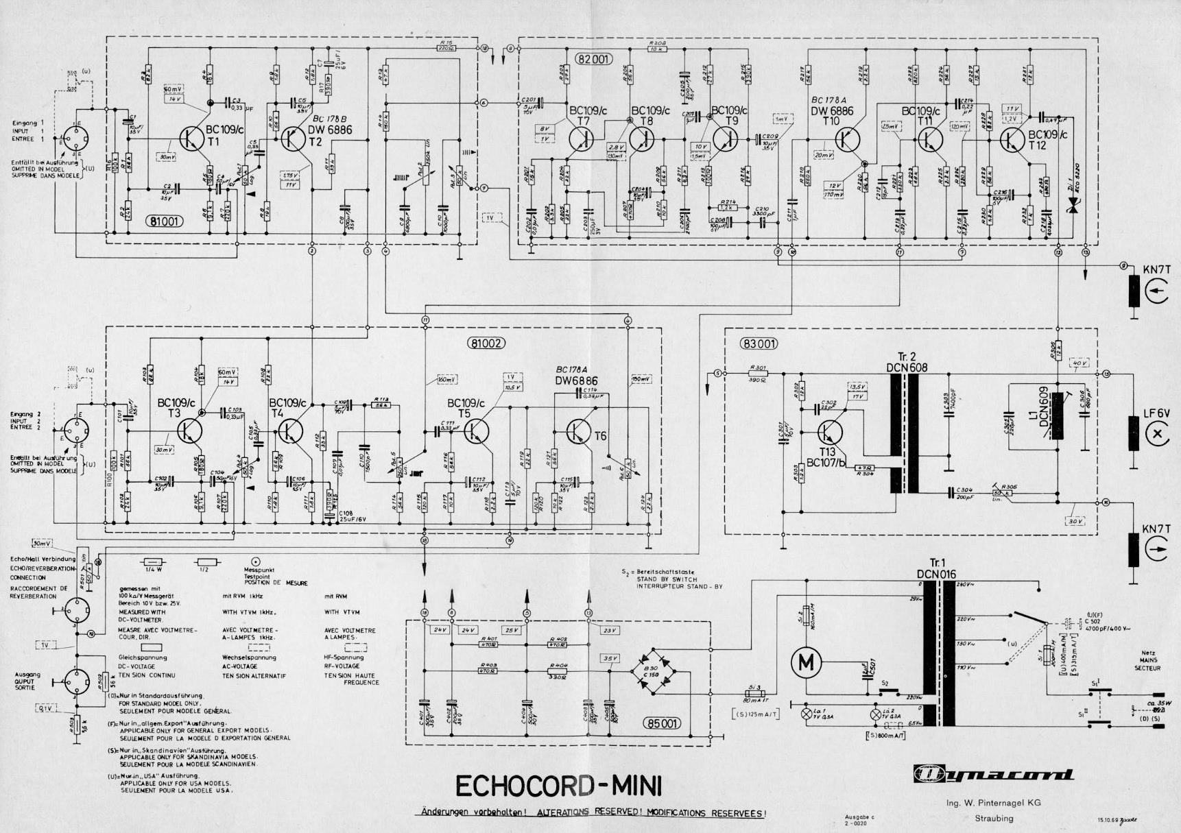 Service Manual Schema Dynacord Echocord Mini Original 