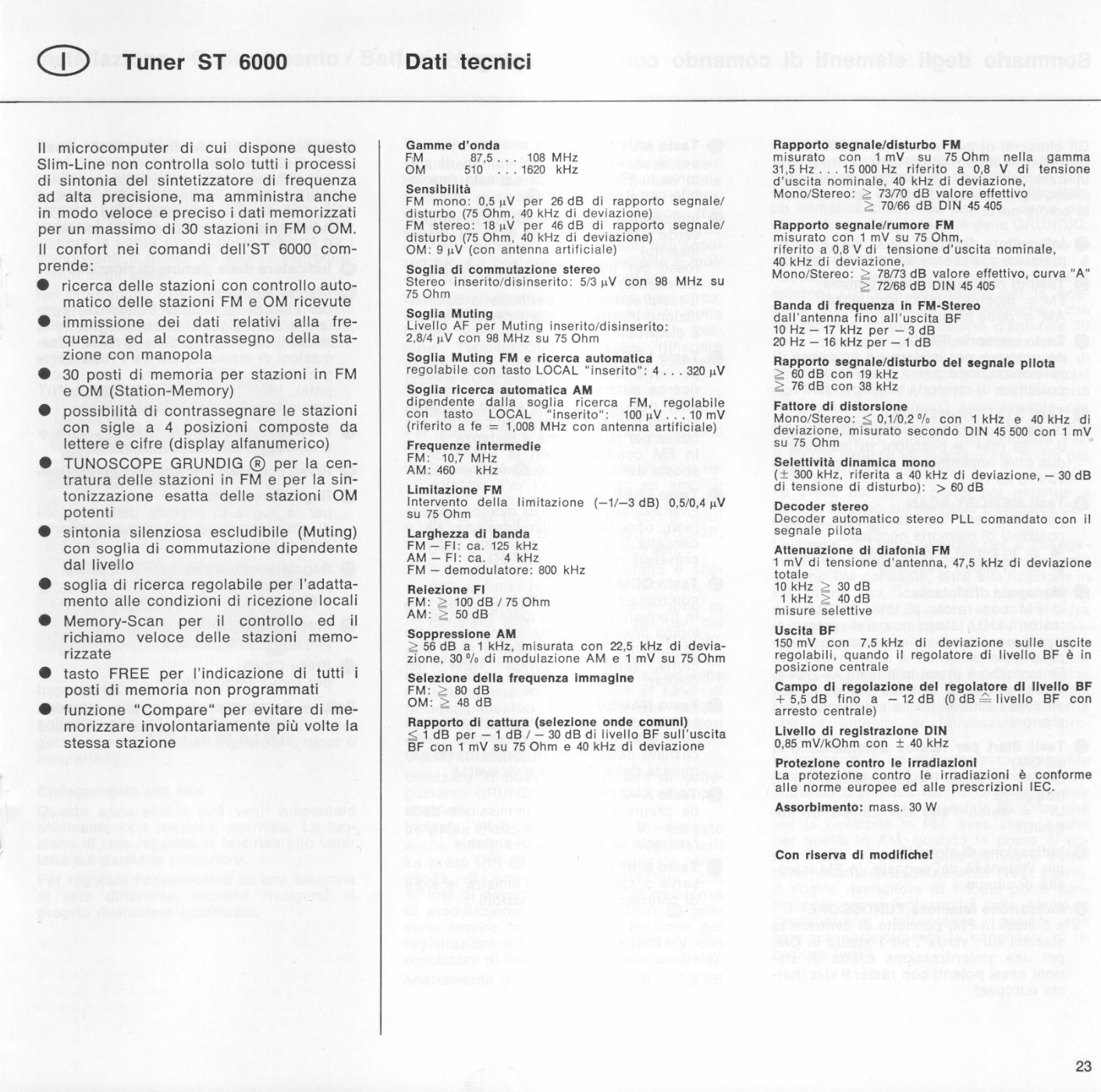 Grundig Bedienungsanleitung user manual für ST 6000  Copy 