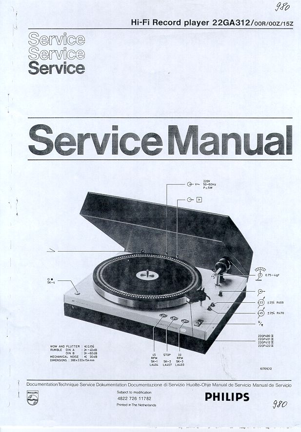 Make football frequently Philips GA 312 Service Manual