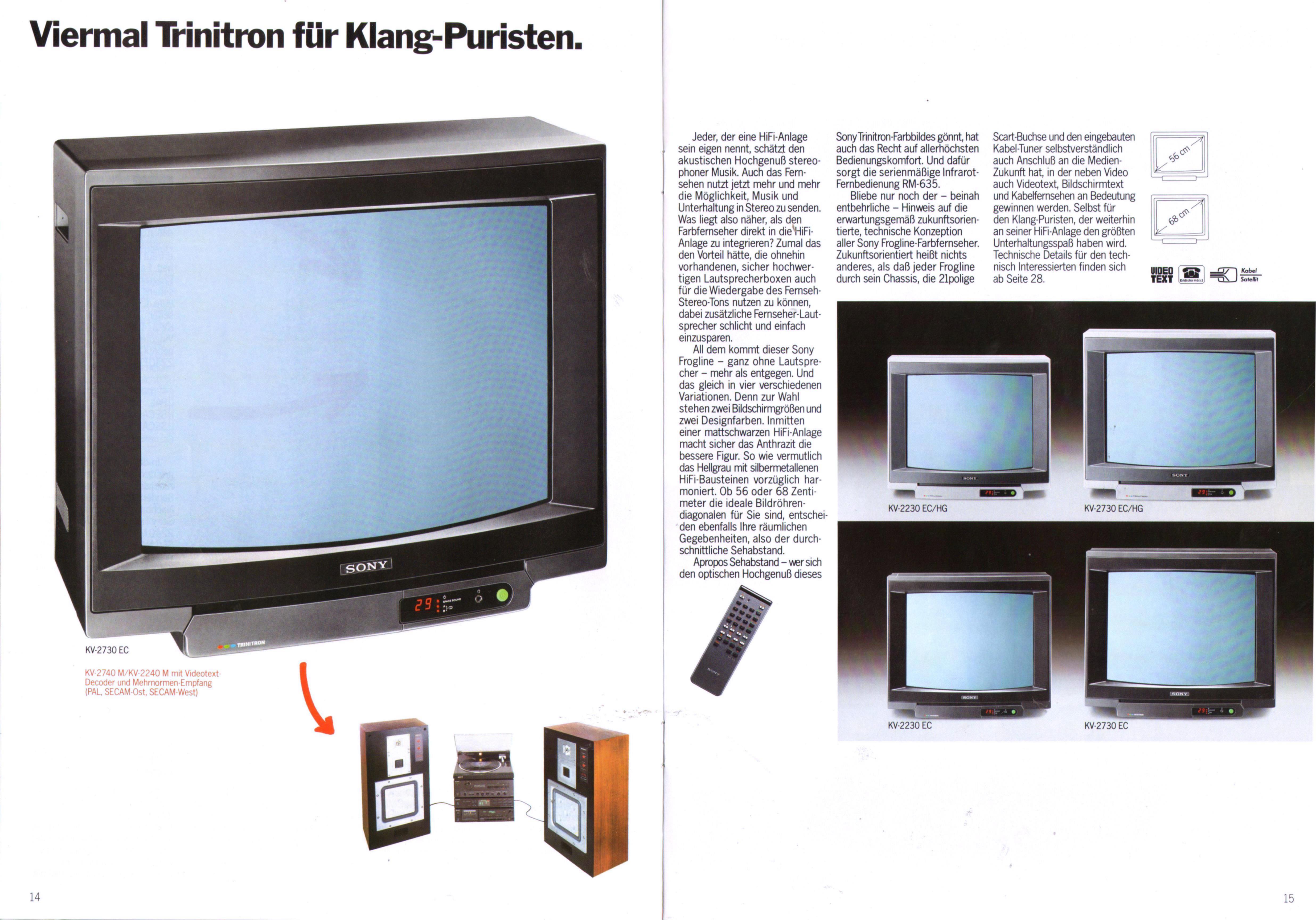 Sony Katalog Prospekt 1986 Hi-Fi Trinitron Fernseher Stero TV 