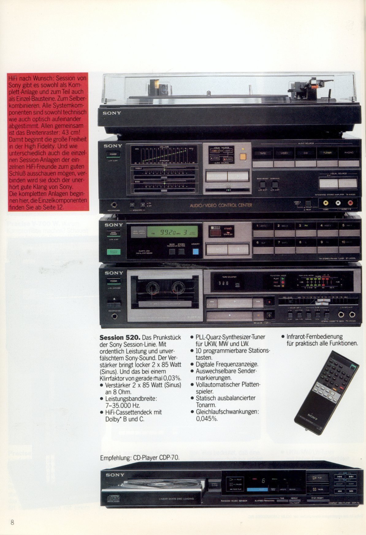Sony Katalog Prospekt 1986 Hi-Fi Trinitron Fernseher Stero TV 
